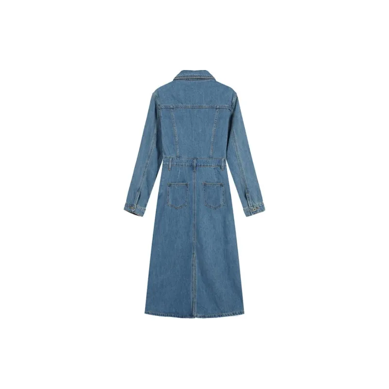 HUASJ Long Sleeved Dresses Women's Blue-1