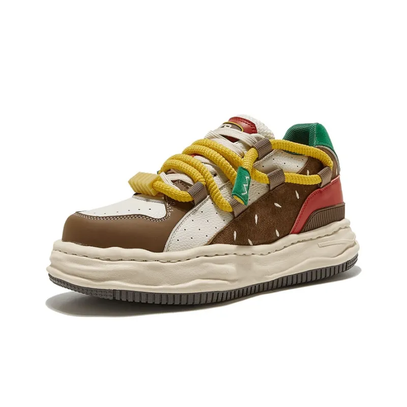DVO Anti Slip Wear Resistant Low Top Skateboard Shoes Unisex Hamburger With French Fries-1