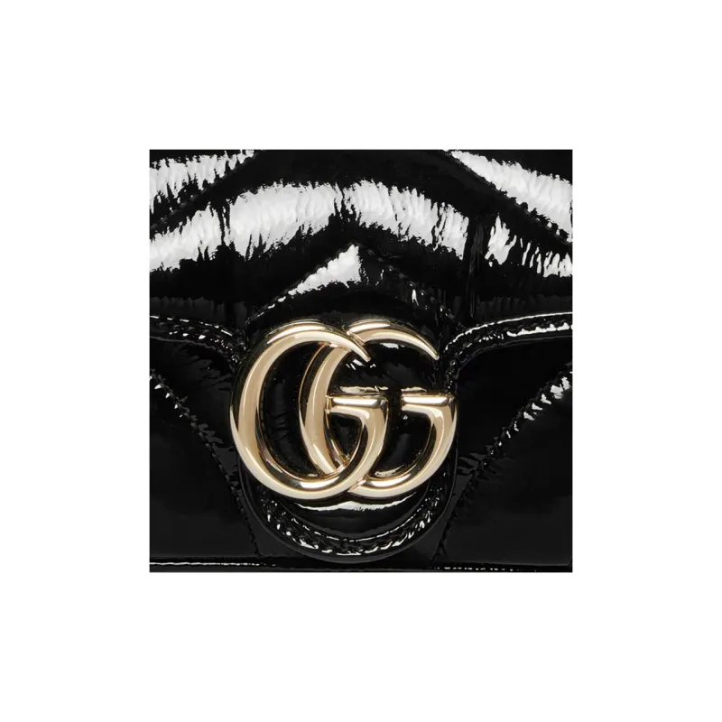 GUCCI GG Marmont Patent Leather, Leather Shoulder Bag, Crossbody Bag Extra Mini Women's Black-7
