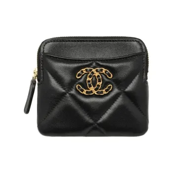 CHANEL 19 Zipped Coin Purse Black AP2086