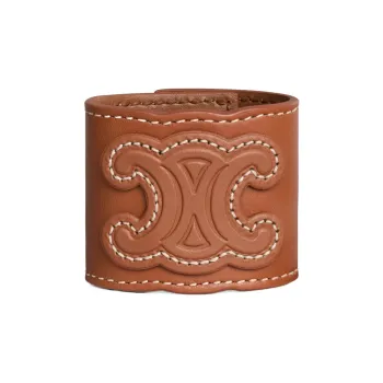 CELINE Triomphe Hair Cuff In Calfskin And Brass With Gold Finish