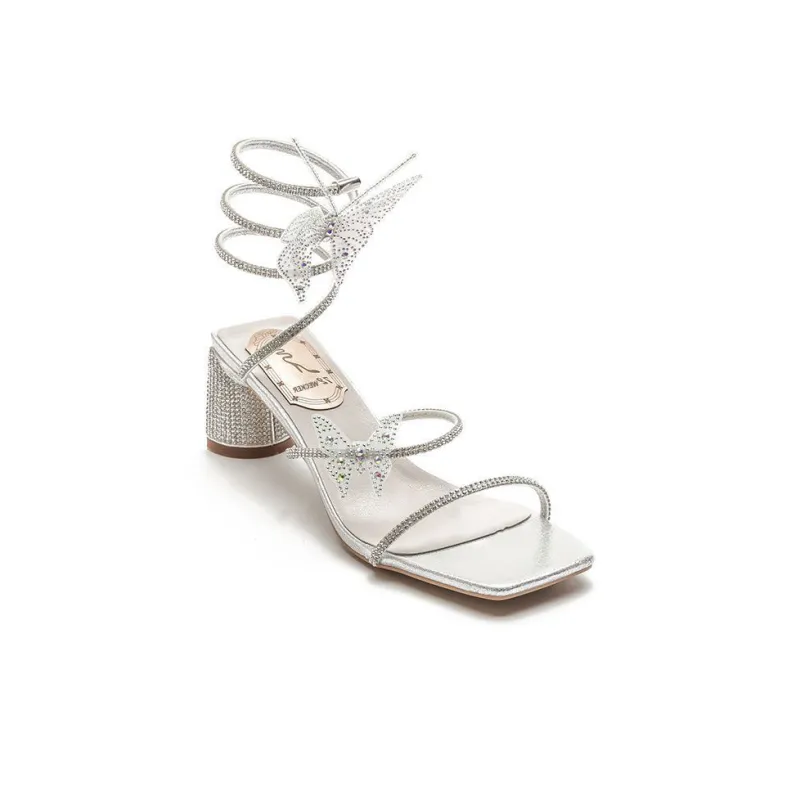WECKER One Strap Sandals 6cm Women's Silver-1