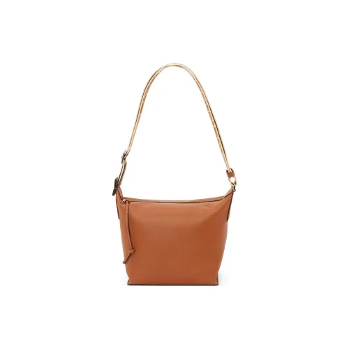 LOEWE Cubi Cow Leather Shoulder Bag Crossbody Bag Small Size Men's Tan