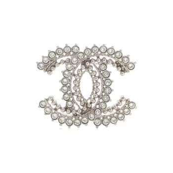 CHANEL Crystal Brooches Women's Silver