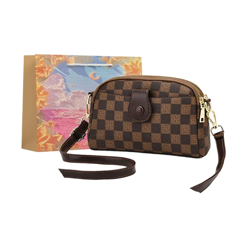 BRINCH PVC Crossbody Bag, Shoulder Bag Regular Women's Khaki/Coffee-5