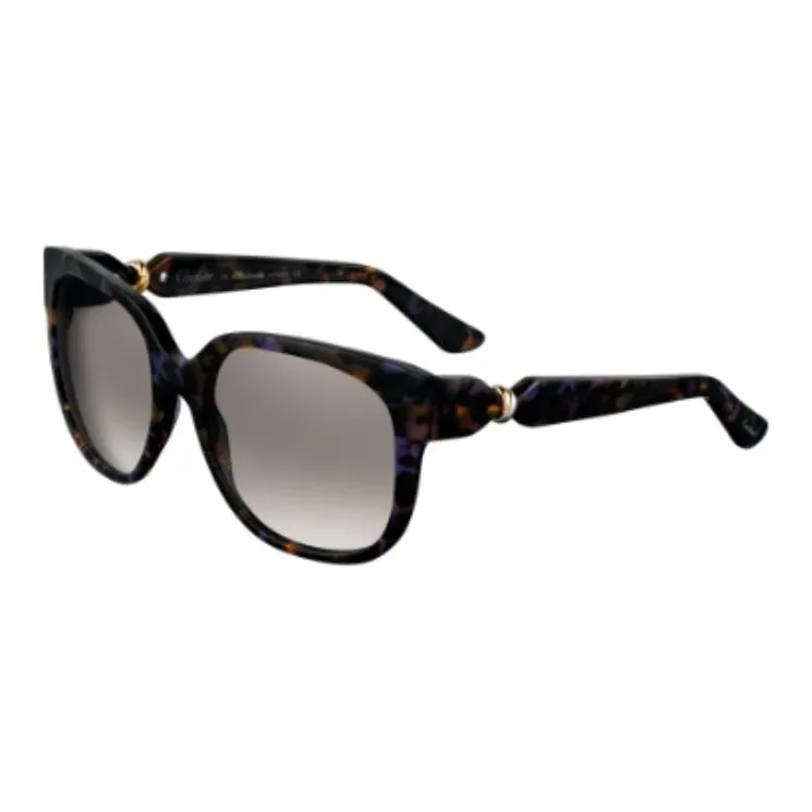 CARTIER Acetate Irregular Shape Sunglasses Men's Tortoiseshell-0