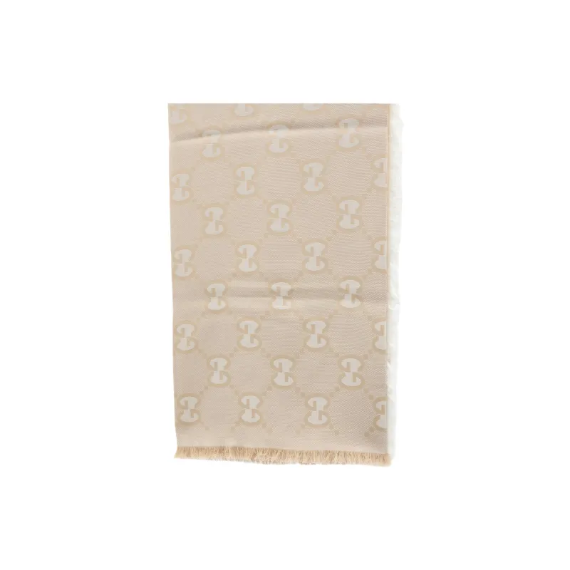 GUCCI Cotton Silk Knit Scarves Unisex Beige-0