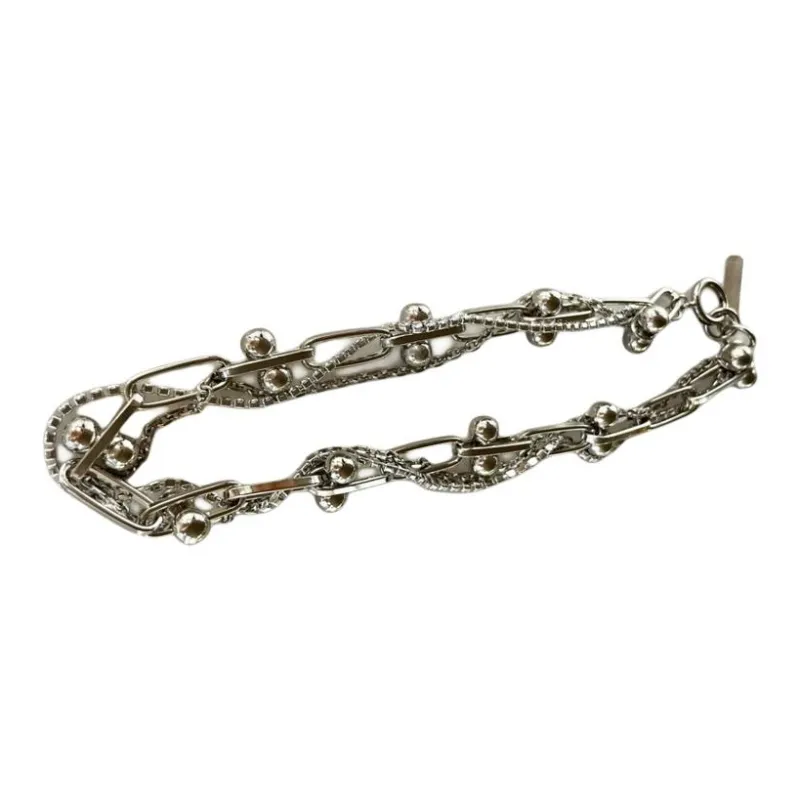 JUSTINE CLENQUET Brass, Palladium Plated, Crystal Necklaces Women's Silver-1