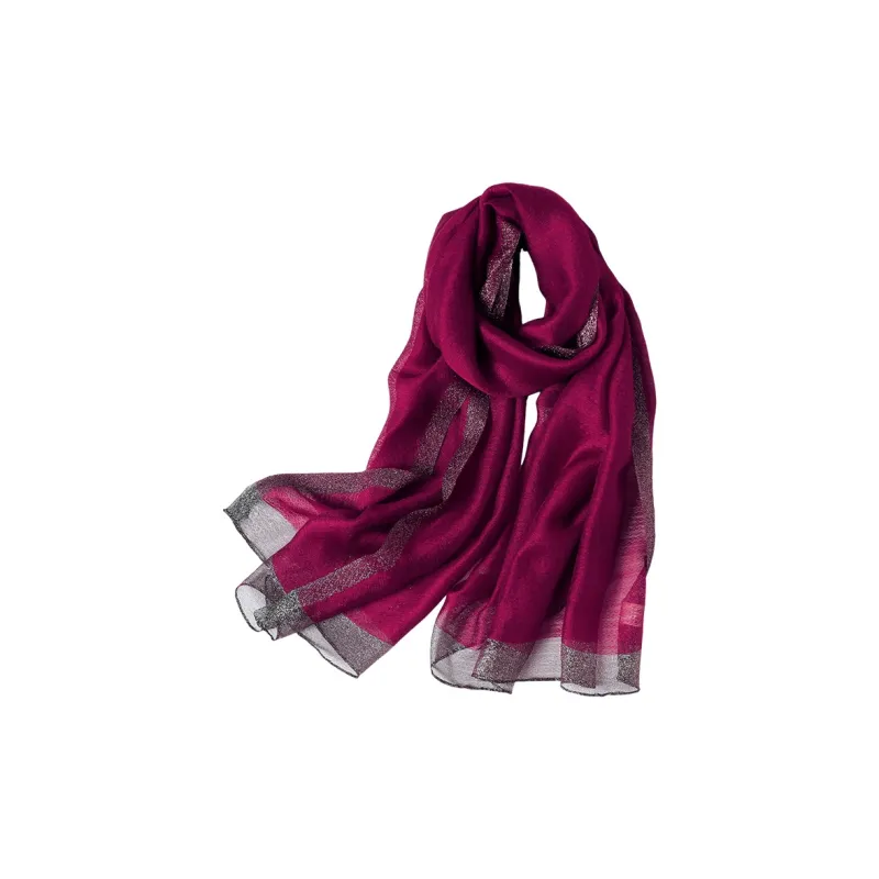Hang Silk Road 100% Mulberry Silk Silk Scarves Women's Red-12