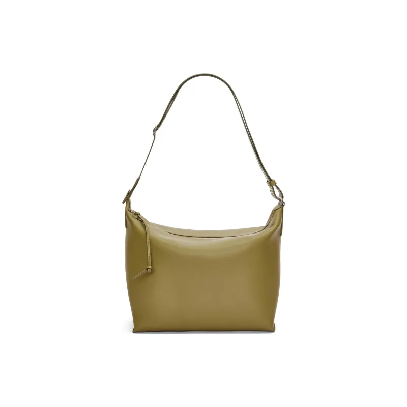 LOEWE Cubi Soft Smooth Cow Leather Handbag Shoulder Bag Men's Olive-0