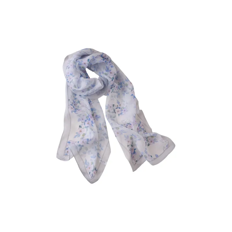 Hang Silk Road 100% Mulberry Silk Silk Scarves Women's Blue-0