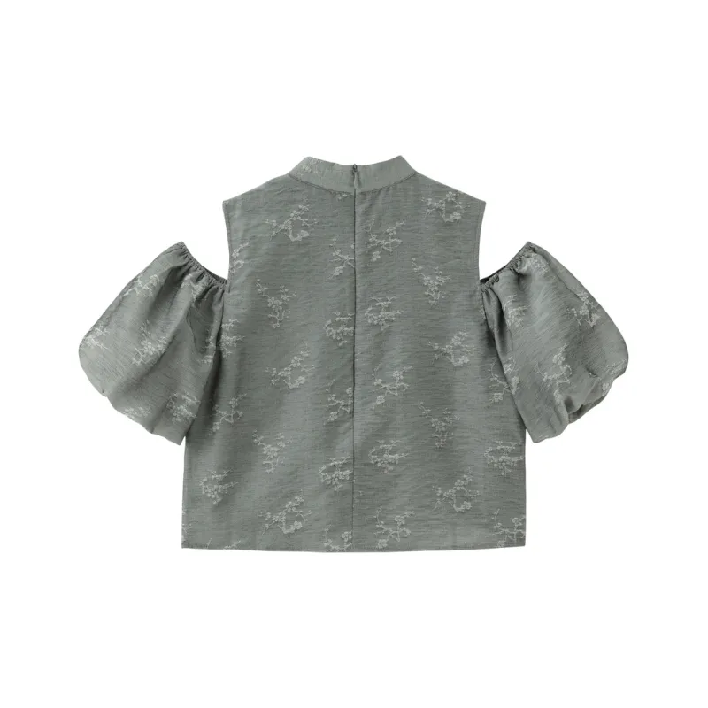 LEDIN Chiffon Shirts Women's Gray-1