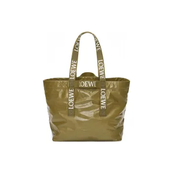 LOEWE Paper Texture Cow Leather Tote Bag, Shopping Bag, Shoulder Bag, Handbag Men's Khaki Green