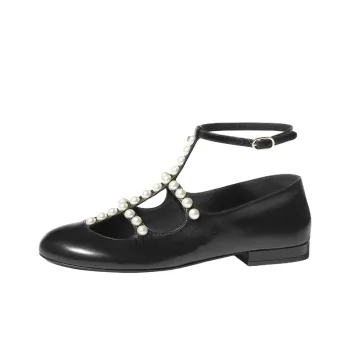 CHANEL Flat Mary Jane Shoes Women's Black