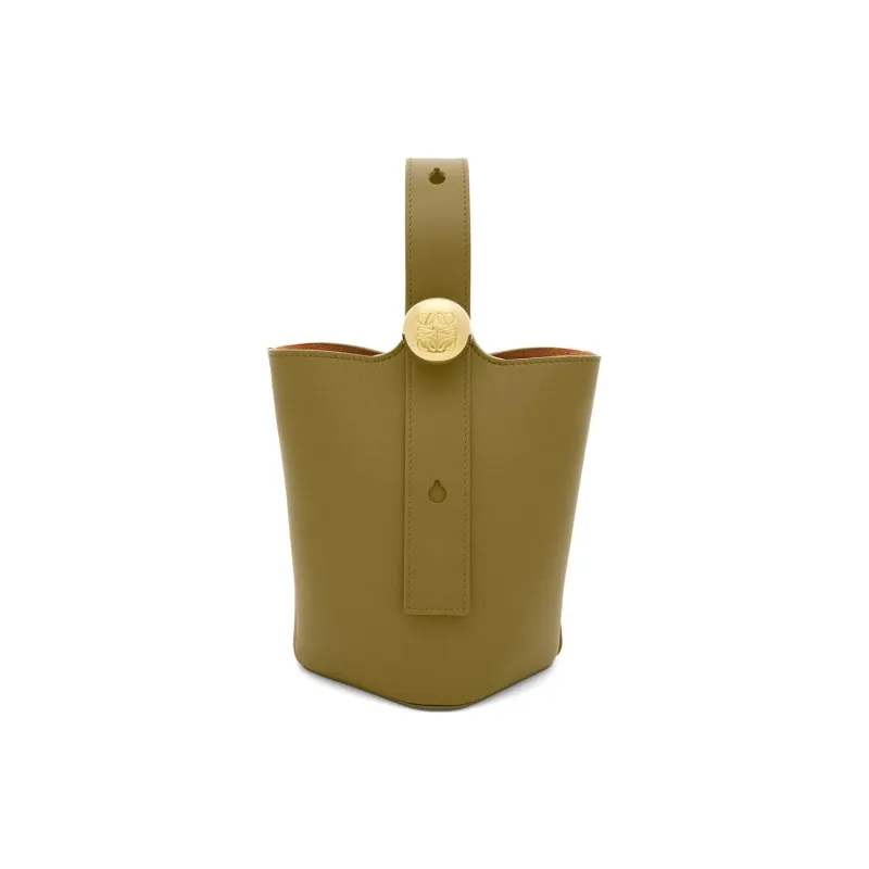 LOEWE Soft Cow Leather Bucket Bag, Shoulder Bag, Crossbody Bag, Handbag Mini Women's Khaki Green-0