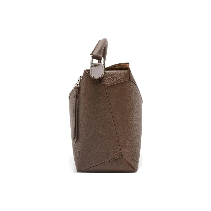 LOEWE Puzzle Grained Calfskin Handbag Shoulder Bag Crossbody Bag Large Size Women's Dark Brown-3