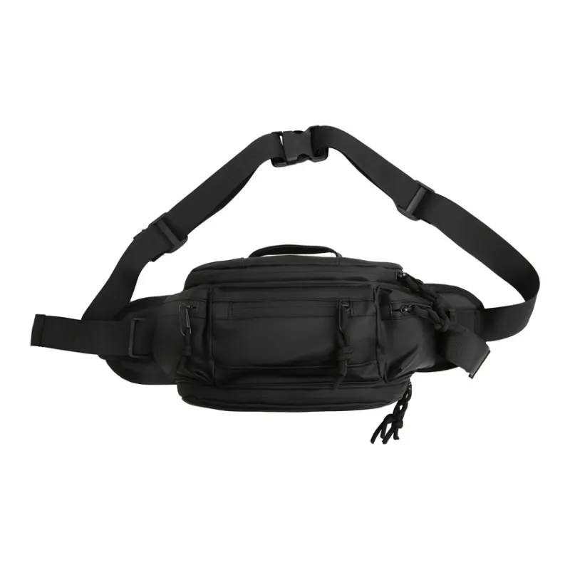 OUZIHUANG Nylon Fabric Handbag Shoulder Bag Crossbody Bag Fanny Pack Sling Bag Regular Unisex Black/Gray-5