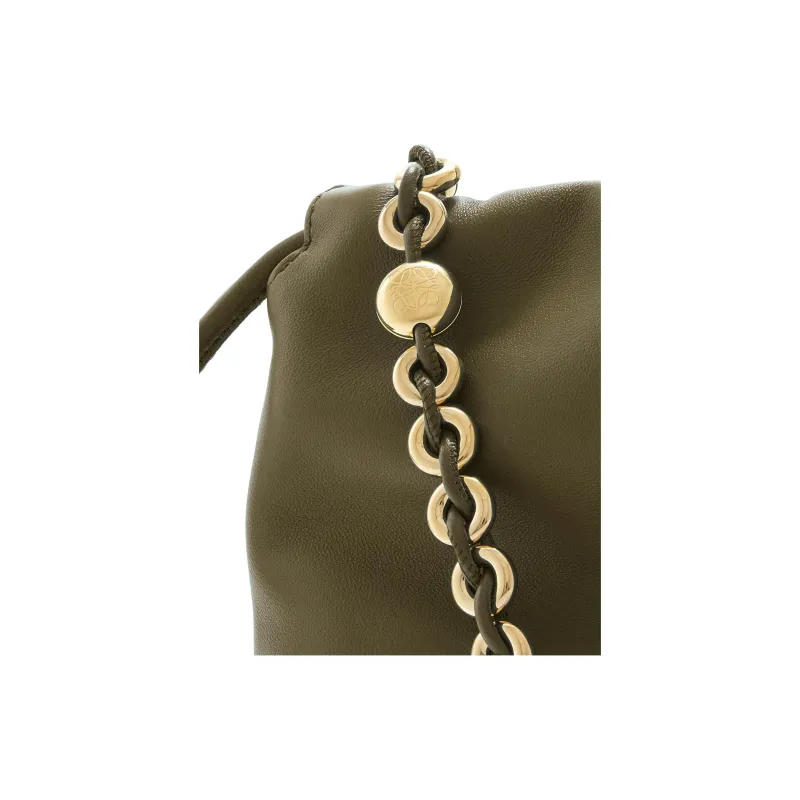 LOEWE Flamenco Soft Nappa Sheep Leather One Shoulder Crossbody Handheld Bag Women's Khaki Green-8
