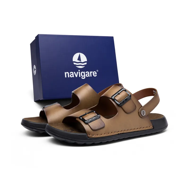 NAVIGARE Beach Sandals Men Black/Khaki-5