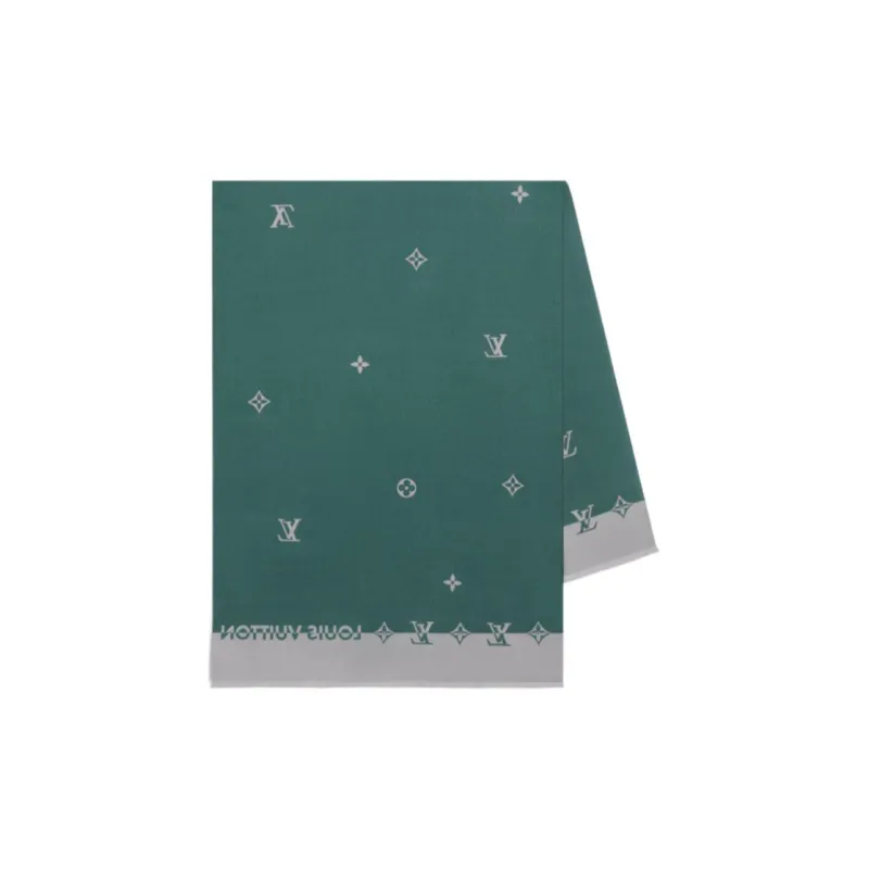 LOUIS VUITTON Cotton Knit Scarves Men's Pine Green Color-1