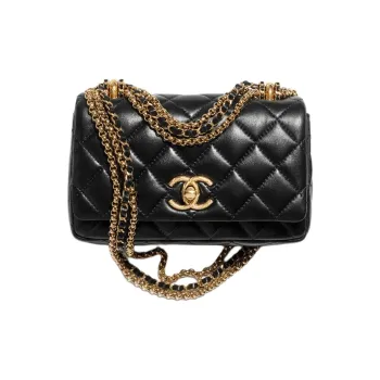 CHANEL Lambskin Flap Bag, Shoulder Bag, Crossbody Bag Mini Women's Black