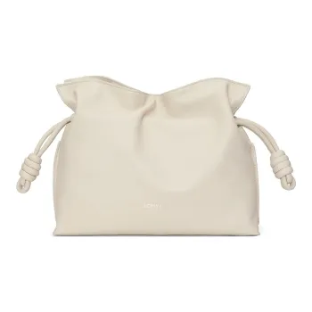 LOEWE Flamenco Cow Leather Shoulder Bag Clutch Medium Size Women's Sea Salt Color