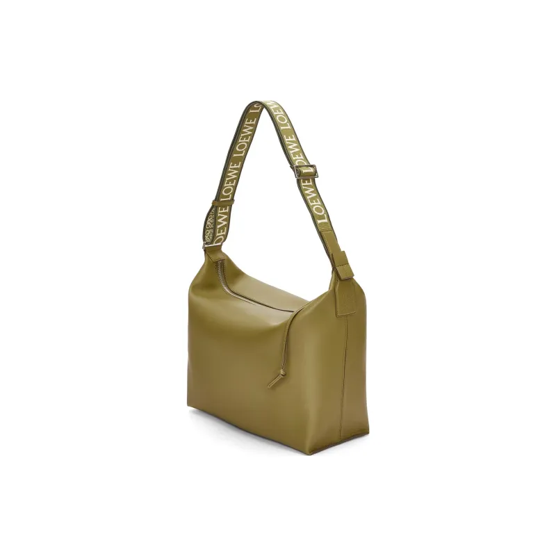 LOEWE Cubi Soft Smooth Cow Leather Handbag Shoulder Bag Men's Olive-1