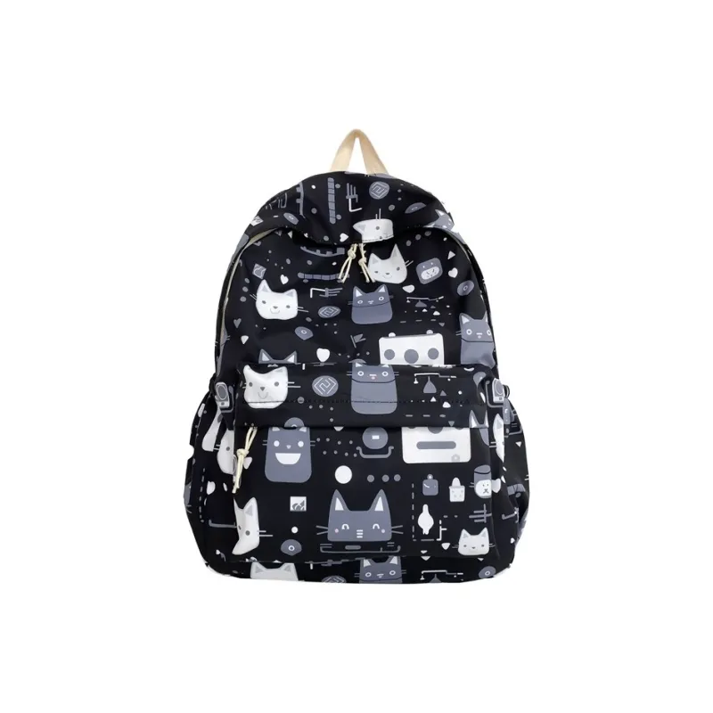 BAODIDAISHU Nylon Fabric Middle School And High School Students Backpack Regular Women's Ecru Black Purple Green Blue-3