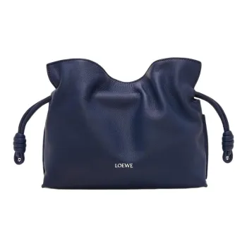 LOEWE Flamenco Nappa Cow Leather One Shoulder Crossbody Clutch Mini Women's Dark Blue