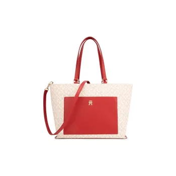 Tommy Hilfiger Blended Material Shoulder Bag Women's Red White Color Blocking