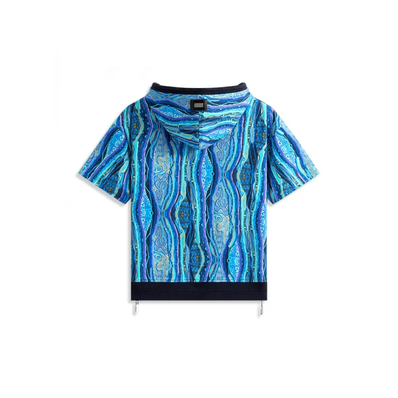 COOGI All Over Print Trendy Short-Sleeved Hooded T-Shirt Unisex Blue Red Two Styles-1