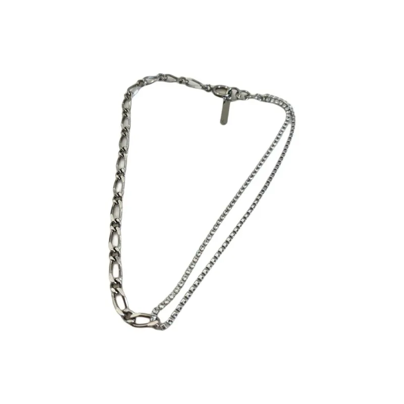 JUSTINE CLENQUET Brass, Palladium Plated, Crystal Necklaces Women's Silver-2