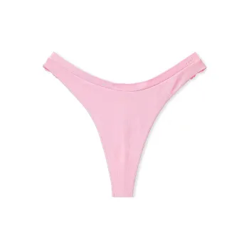 Victoria's Secret PINK SEAMLESS HIGH-LEG THONG PANTY / Pink Bubble Lace Back Underpants Women's 1 Pack Pink
