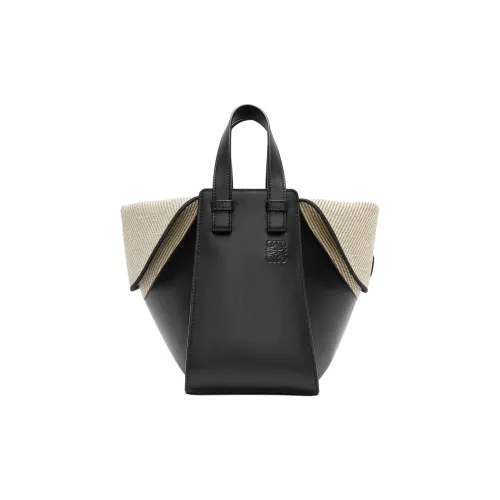 LOEWE Hammock Cow Leather With Canvas Shoulder Bag, Crossbody Bag, Handbag Women's Black