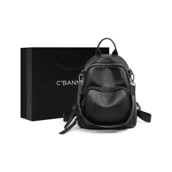 C°BANNER Cow Leather With Synthetic Leather Backpack Tubas Unisex Coffee