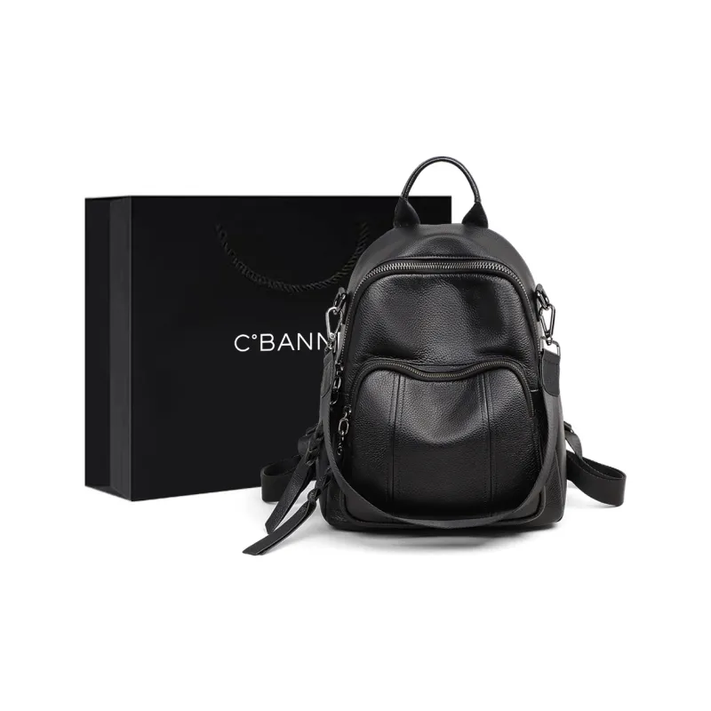 C°BANNER Cow Leather With Synthetic Leather Backpack Tubas Unisex Coffee-6