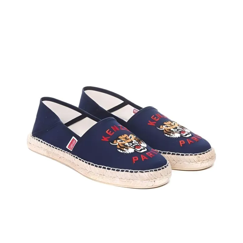 KENZO Tiger Embroidered Cotton Espadrilles-2