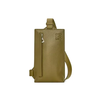 LOEWE Grained Calfskin Fanny Pack Sling Bag Shoulder Bag Crossbody Bag Men's Olive