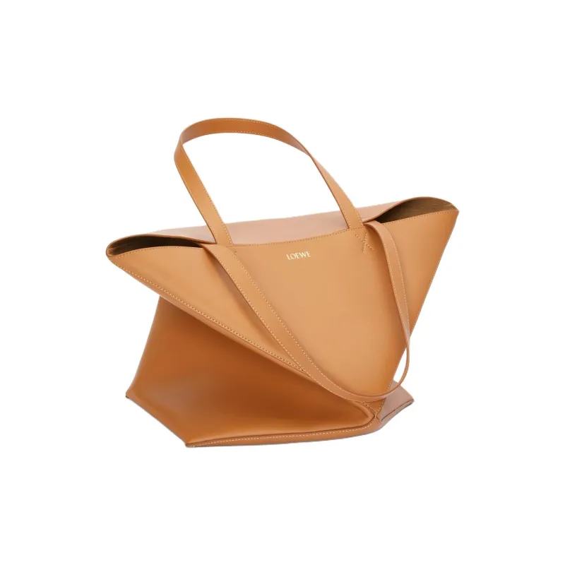 LOEWE Shiny Calfskin Tote Bag, Shopping Bag, Handbag Extra Large Men's Warm Desert-3
