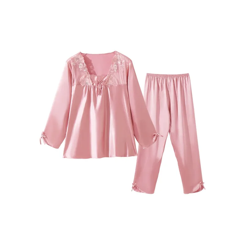 H YXIANG Pajama Set Women's Pastel Pink-0