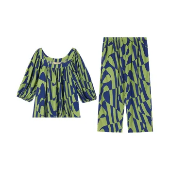 AUTUMNDEER Pajama Set Women's Green Apple Green