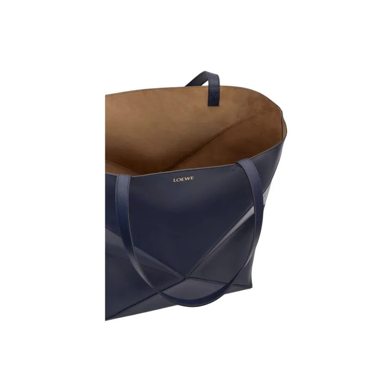 LOEWE Shiny Cow Leather Tote Bag Shopping Bag Shoulder Bag Handbag Extra Large Women's Dark Blue-7