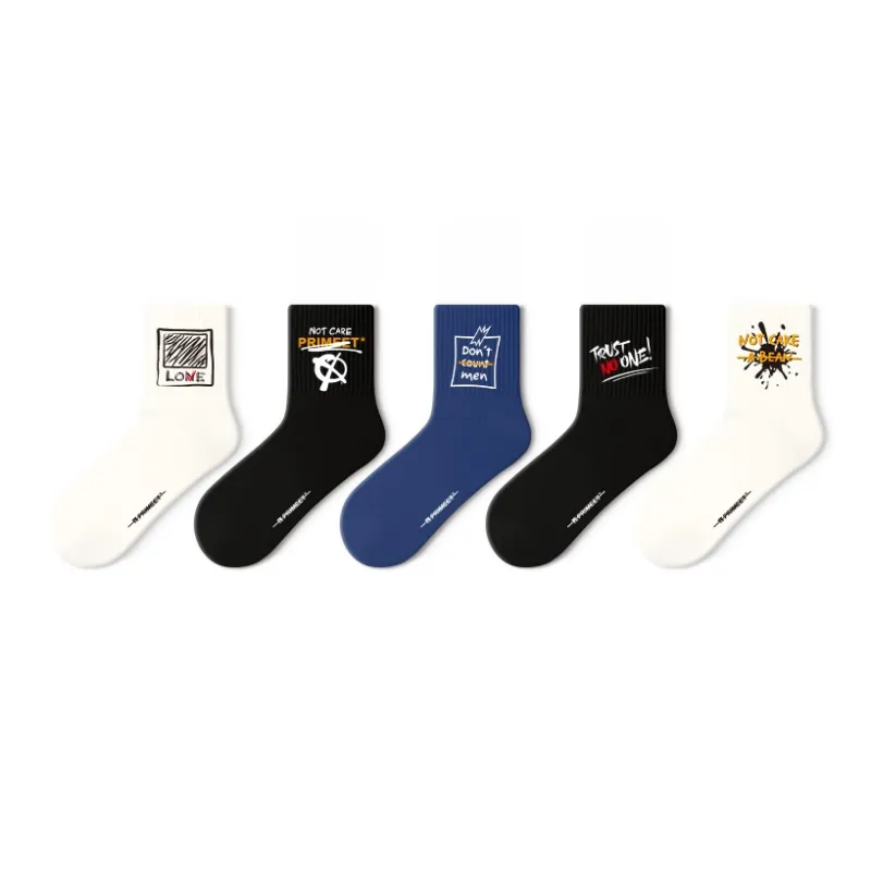 Primeet Mid Calf Socks Spring And Summer Unisex 5 Pack-22