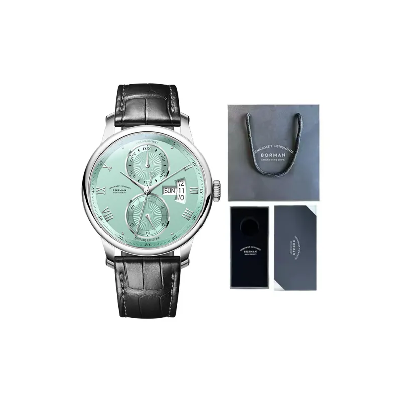 BORMAN Automatic Mechanical Movement Genuine Leather Strap Watch Men's Watches White Dial-14