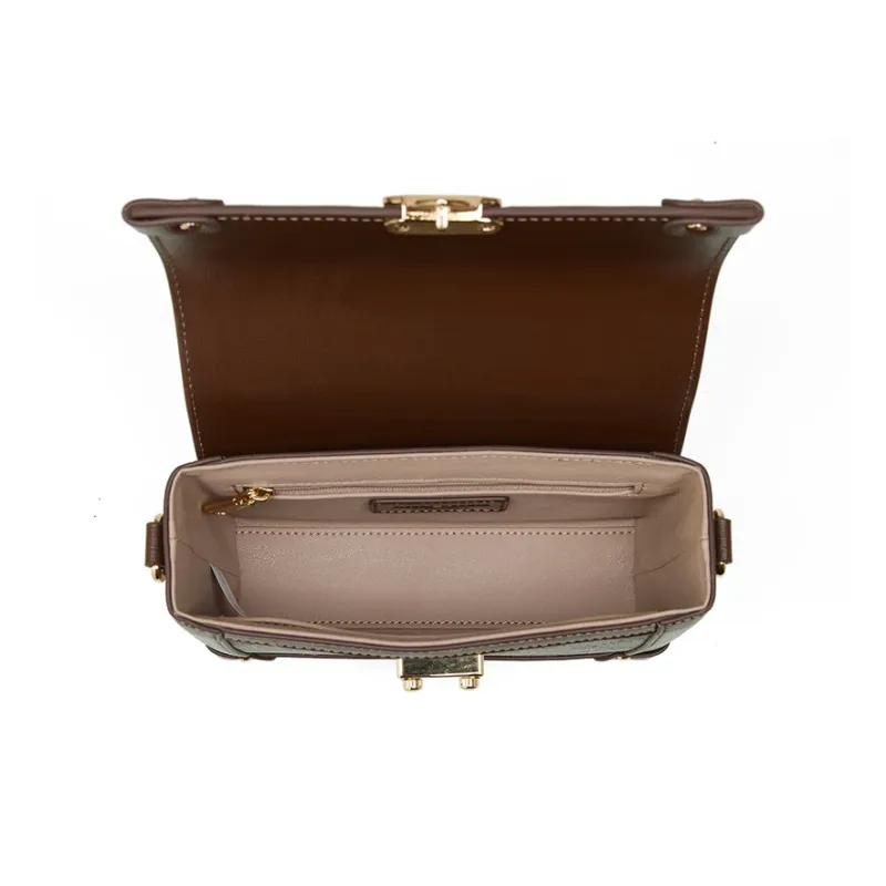 PIERRE CARDIN Pvc Commute Travel Versatile Small Square Bag Shoulder Bag Women's Khaki-4