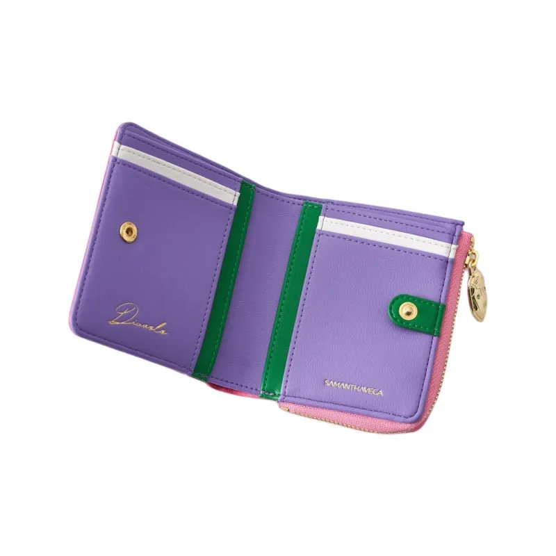 SAMANTHA THAVASA JoJo's Bizarre Adventure Gold Wind Collaboration Synthetic Leather Wallet Mini Women's Lavender-2