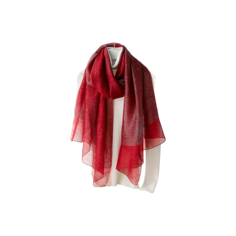 Hang Silk Road 100% Mulberry Silk Silk Scarves Women's Red-2