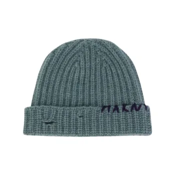 MARNI Logo Embroidered Ribbed Beanie