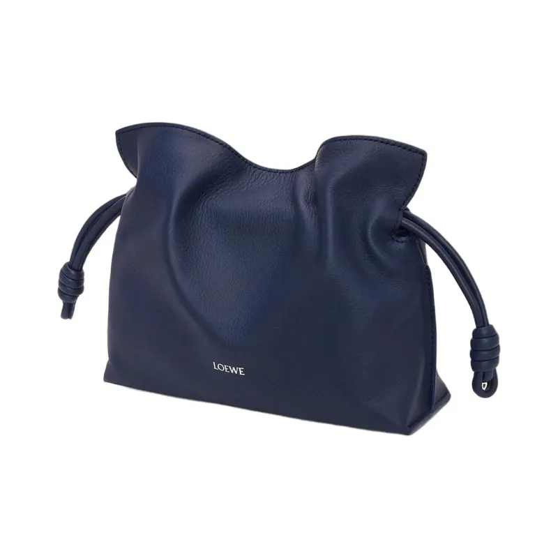 LOEWE Flamenco Nappa Cow Leather One Shoulder Crossbody Clutch Mini Women's Dark Blue-2
