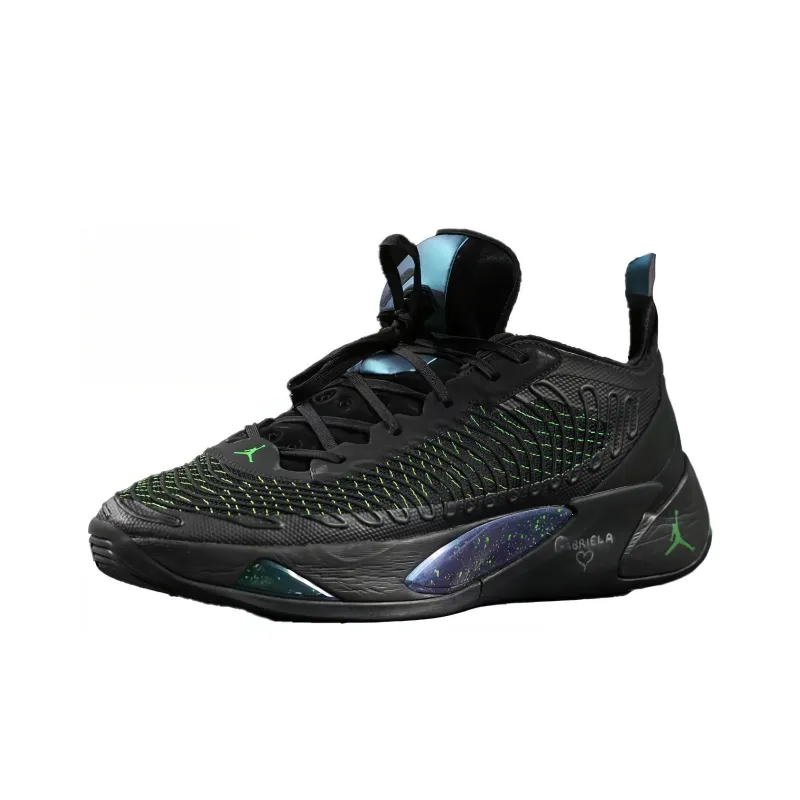 Jordan Luka 1 Low Top Basketball Shoes Men's Black Green-0